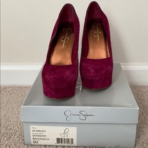 Cranberry suede heels
